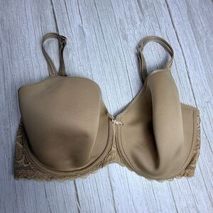 Chantelle Lace Full Coverage Bra Beige Nude Supportive Women Size 36DDDD Wired